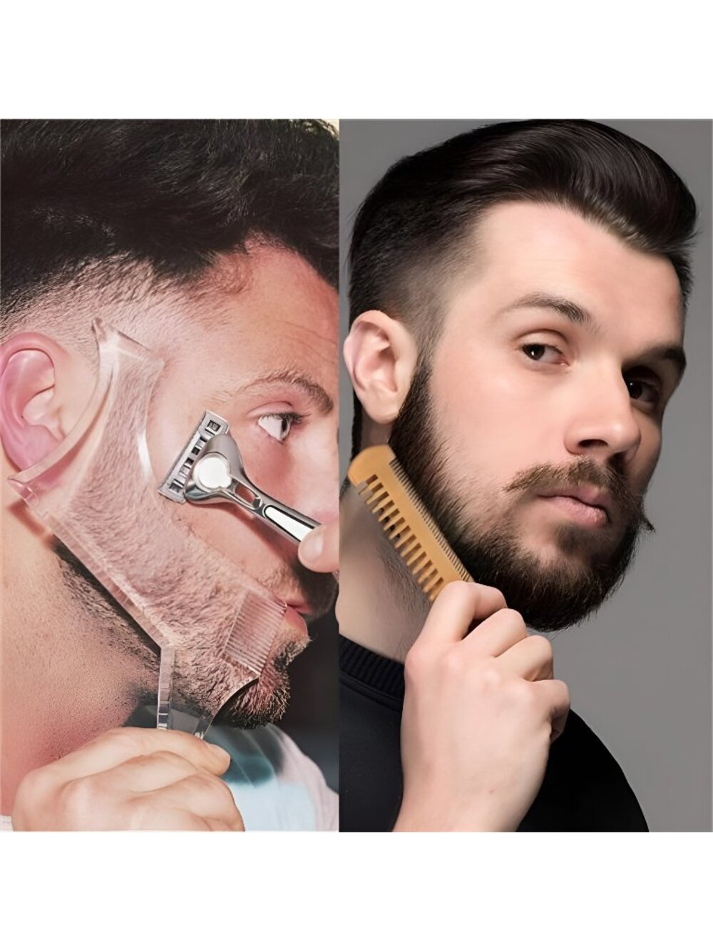 2 Pcs Beard Shaping & Styling Tool With Comb for Perfect line up & Edging